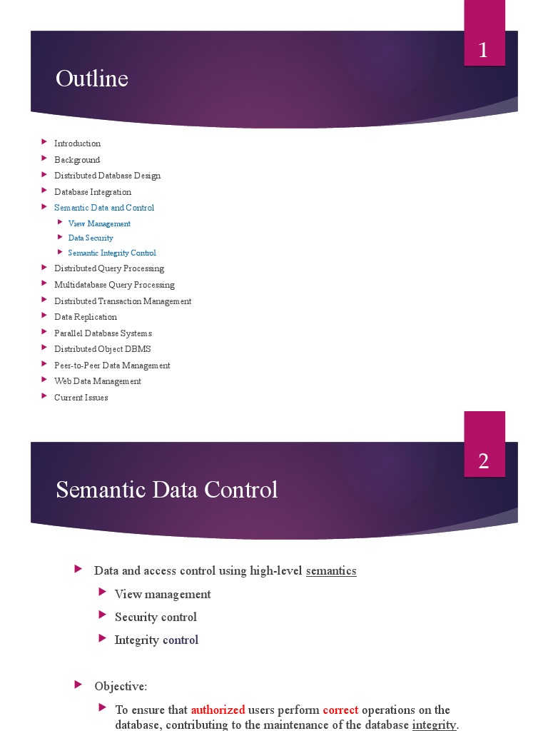 Outline: Semantic Data and Control | PDF | Relational Database ...
