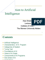 Introduction To Artificial Intelligence: Aiza Shabir Lecturer Institute of CS&IT The Women University Multan