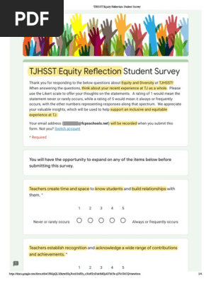X Redacted TJHSST Equity Reflection Student Survey[1]