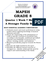 Mapeh Grade 8: Quarter 1 Week 7 Module 7 A Stronger Family Bonding