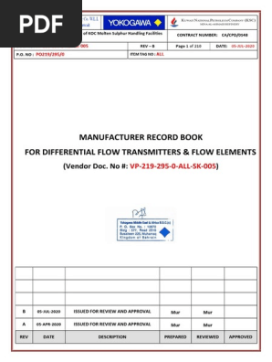 Manufacturer Record Book For Differential Flow Transmitters Flow Elements Pipe Fluid Conveyance Electrical Connector