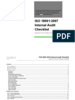 ISO 18001:2007 Internal Audit Checklist: Against