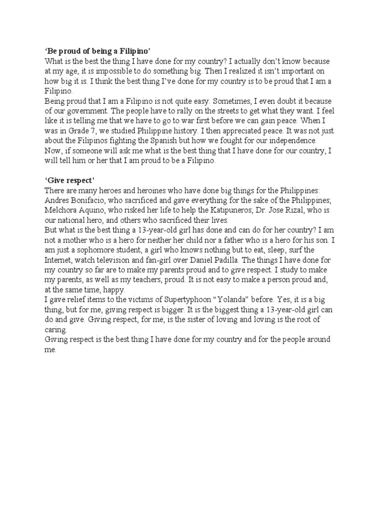 Proud to Be a Filipino: A Personal Reflection | PDF | Wellness | Lifestyle