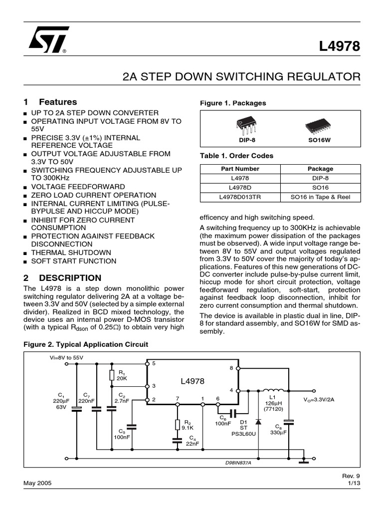 Datasheet L4978D REGULADOR 16 PINES | PDF | Electrical Engineering |  Electricity