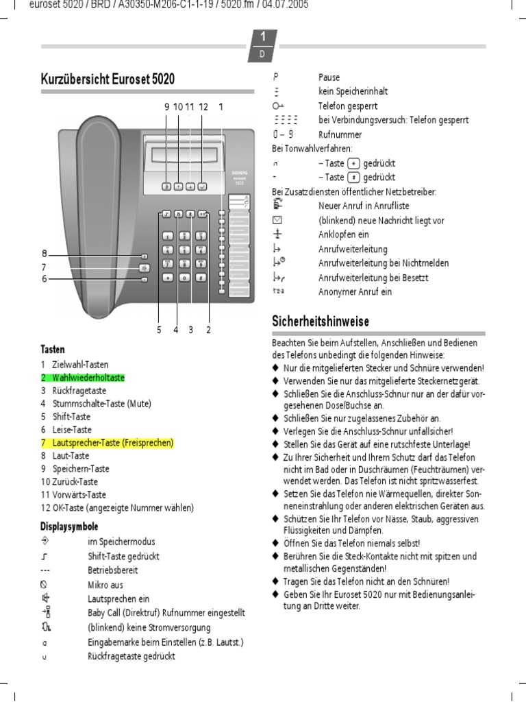 Euroset 5020 Manual | Pdf