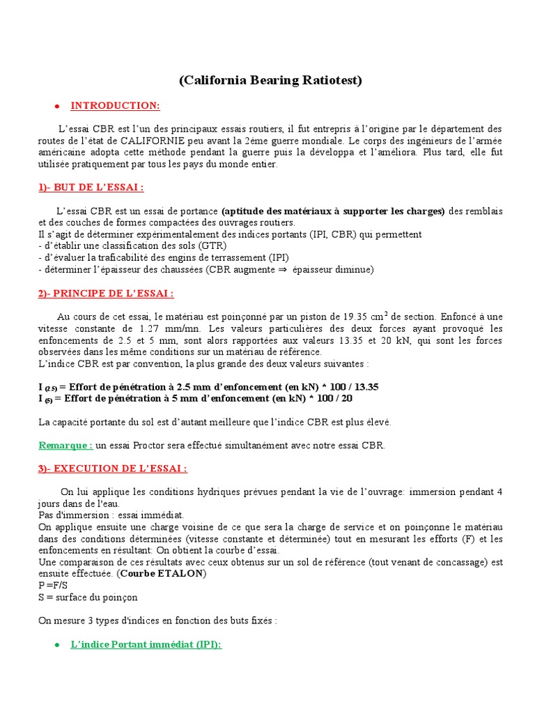 Essai CBR : Évaluation de Portance Sols | PDF | La nature
