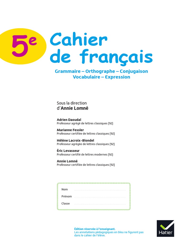 Cahier de Francais 5e Corrigepdf PDF, PDF, Clause