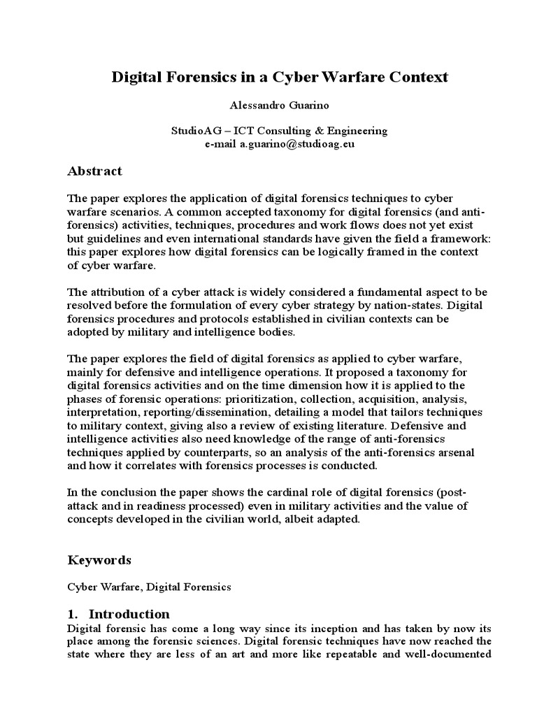 Digital Forensics in A Cyber Warfare Con PDF | PDF | Digital Forensics ...