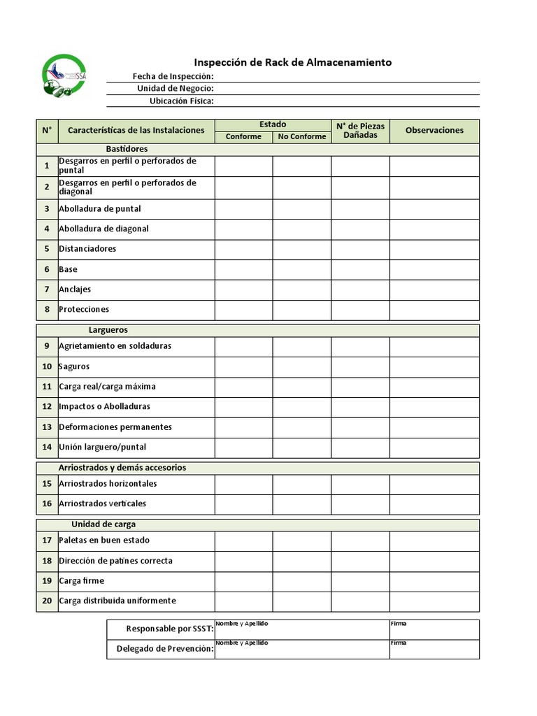 Inspección de Rack | PDF