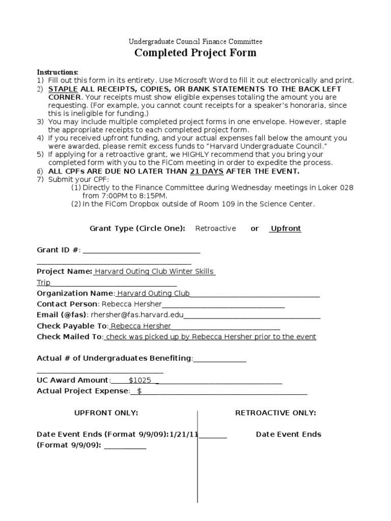 Completed Project Form - 2009-2010 | PDF