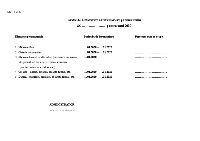 Grafic de Desfasurare Inventariere | PDF