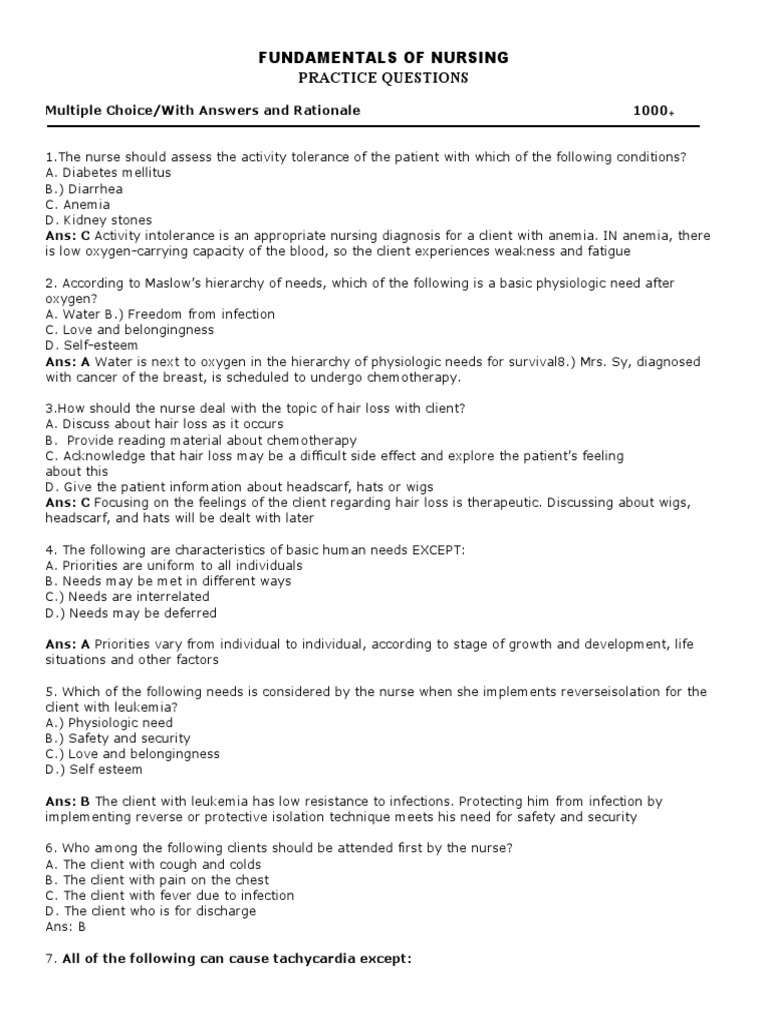Nursing Practice Questions Overview | PDF | Intravenous Therapy ...