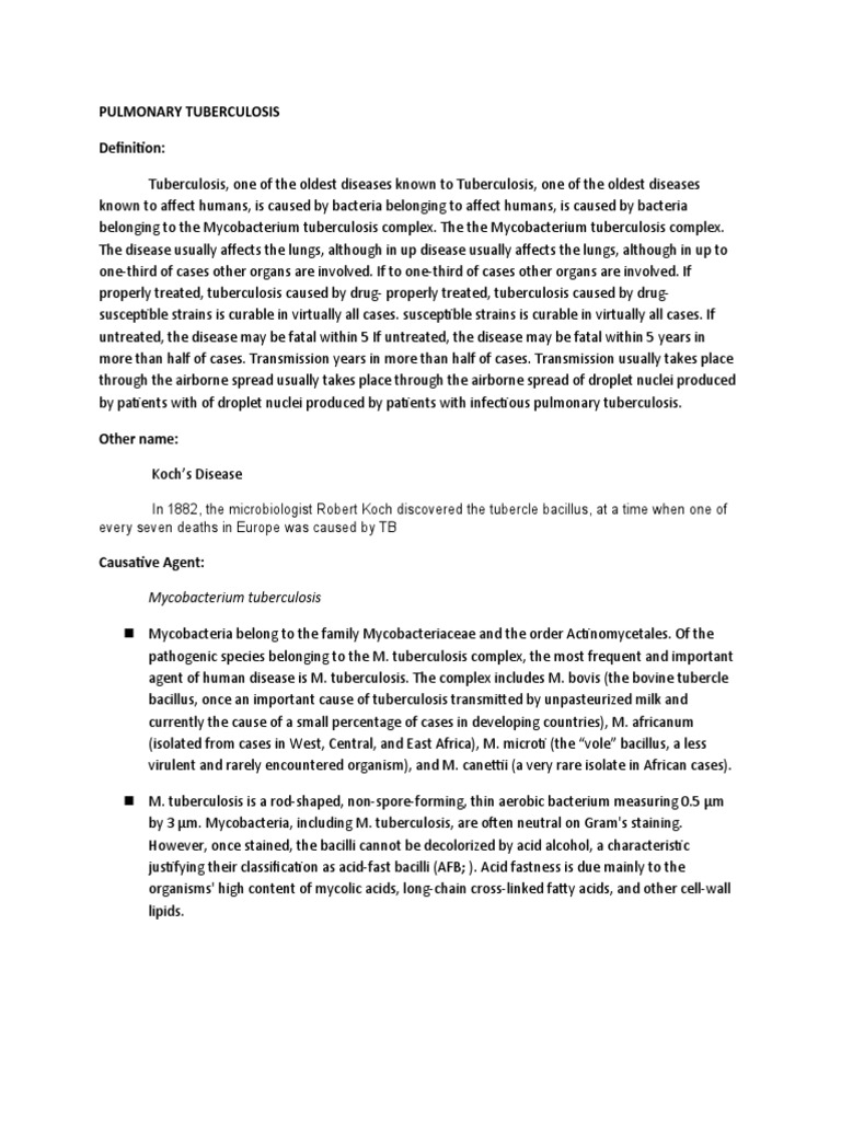 Causes and Pathophysiology of TB | PDF | Tuberculosis | Mycobacterium ...
