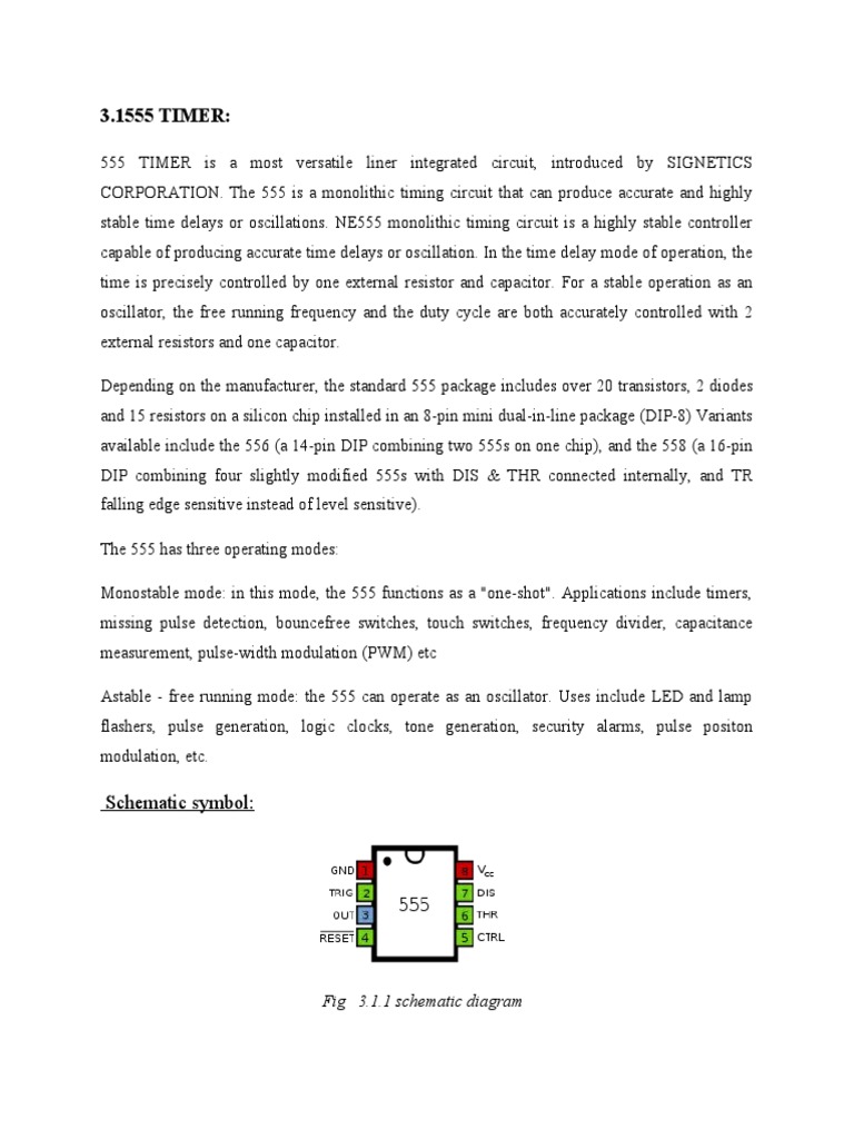 3.1555 TIMER Schematic Symbol PDF Electrical Engineering