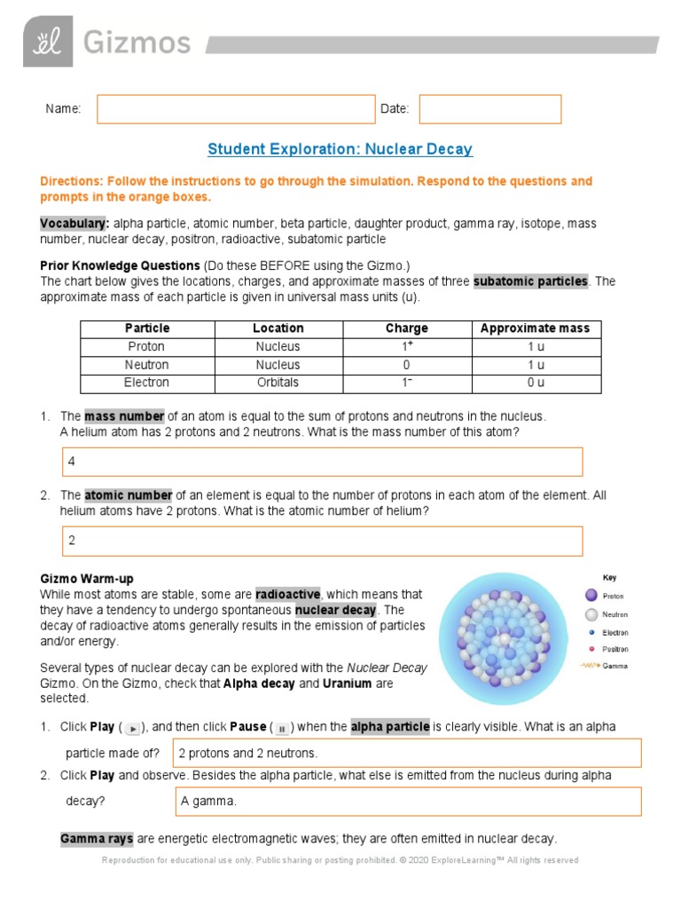 Gizmo Nuclear Decay Radioactive Decay Atoms