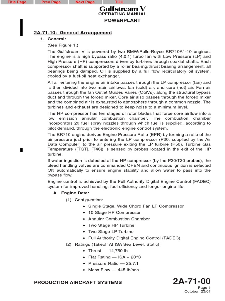 Gulfstream V Engine Specifications | PDF | Turbine | Engines