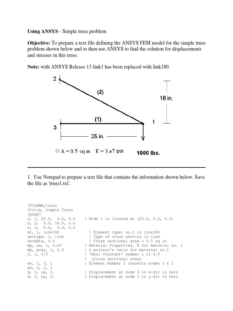 Problem Shown Below and To Then Use ANSYS To Find The Solution For ...