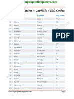 World Countries - Capitals - ISD Codes: No. Country Capital ISD Code