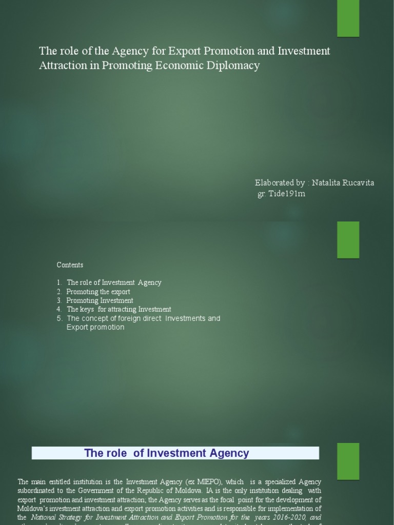 The Role of The Agency For Export Promotion and Investment Attraction