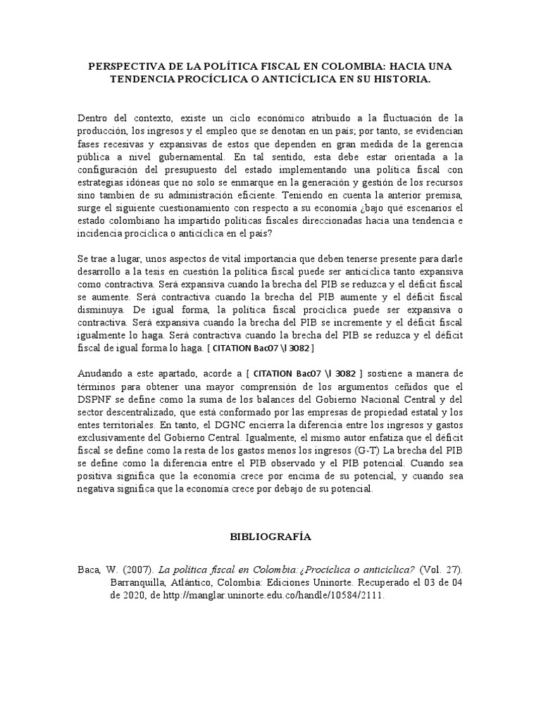 Política Fiscal en Colombia: Tendencias Históricas | PDF | La política ...