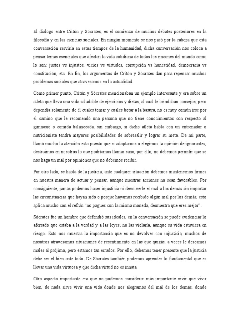 Diálogo de Sócrates: Justicia y Virtud | PDF | Sócrates | Justicia