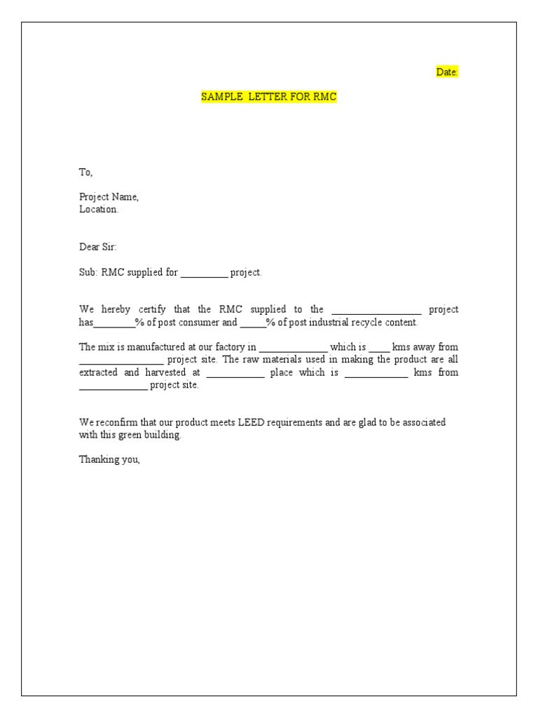 RMC Supply Certification Letter | PDF | Business | Computers