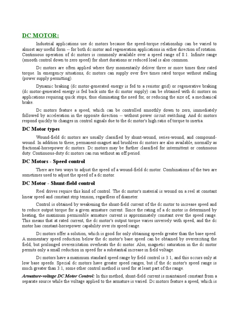 DC Motor | PDF | Electric Motor | Direct Current