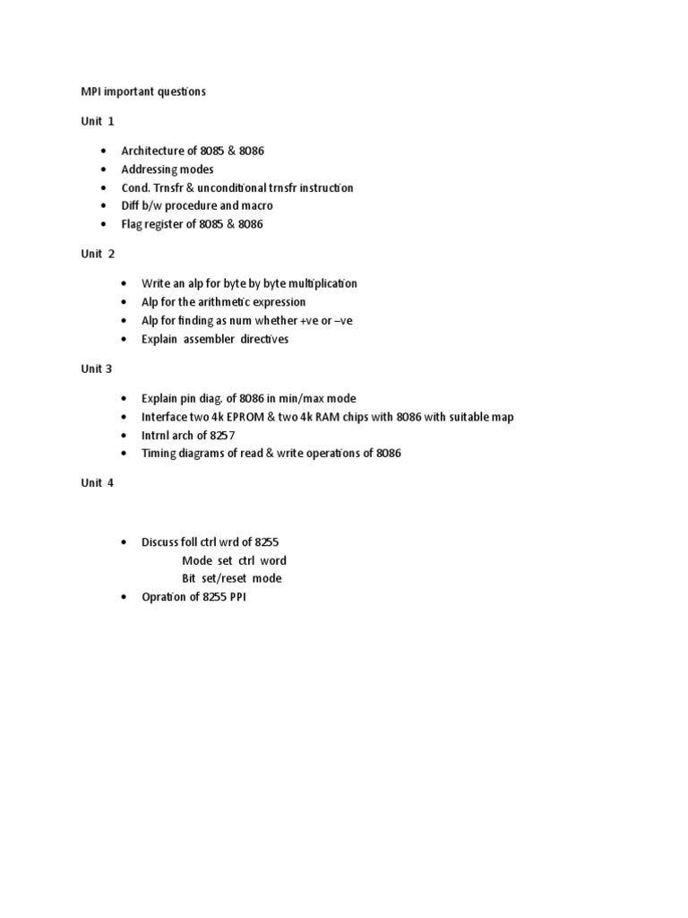 MPI Important Questions Overview | PDF