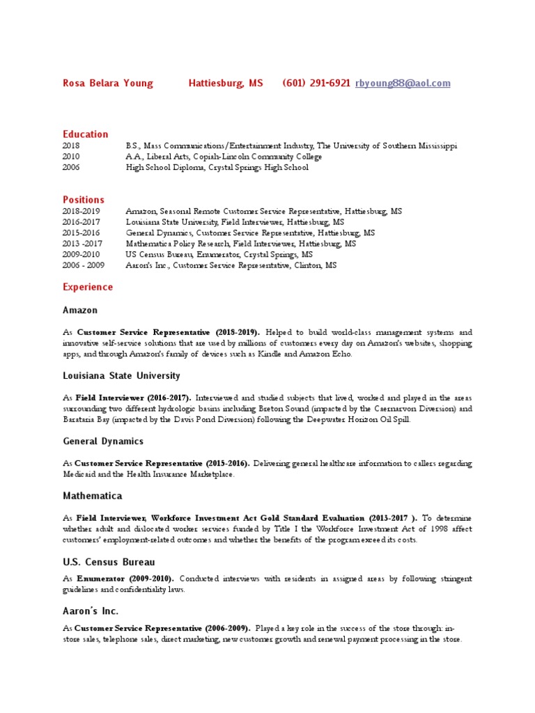 Rosa Young Professional Resume | PDF | Career & Growth