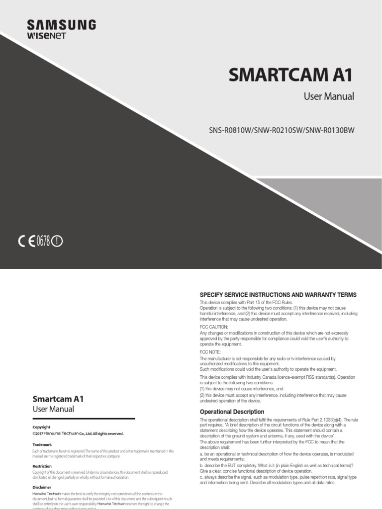 Wisenet User Manual-A1 Camera-ENGLISH - Web-0412 | PDF | Wi Fi ...