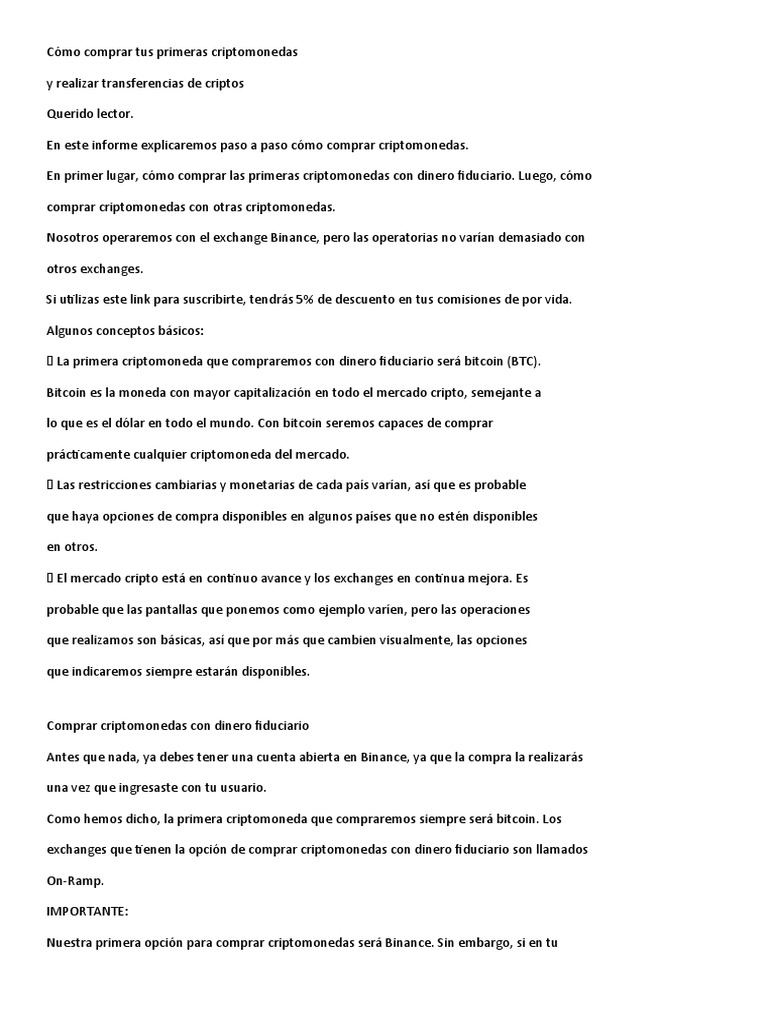 Pasos para Comprar Criptos en Binance | PDF | Bitcoin | Transferencia  bancaria