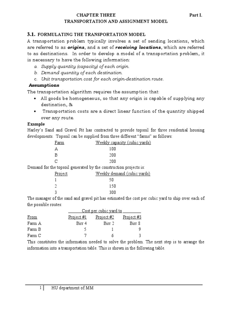 Transportation Model Formulation Guide | PDF | Demand | Mathematical ...