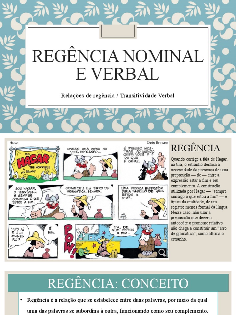 Regência Nominal e Verbal | PDF | Preposição e posposição | Cognição