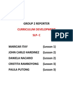 Group 2 Reporter: Curriculum Development SLP-C