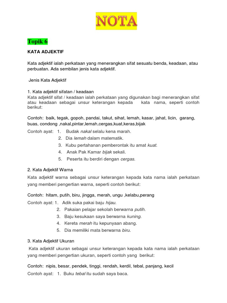 6 Kata Adjektif Pdf