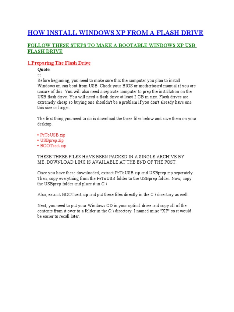 HOW INSTALL WINDOWS XP FROM A FLASH DRIVEby Fahdn48 PDF Microsoft