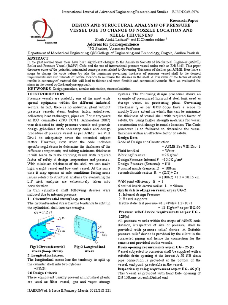 Analysis of Pressure Vessel PDF | PDF | Stress (Mechanics) | Mechanical ...