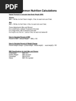 Common Nutrition Calculations