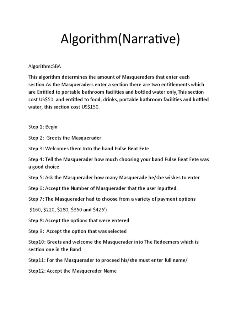 Algorithm Narrative | PDF