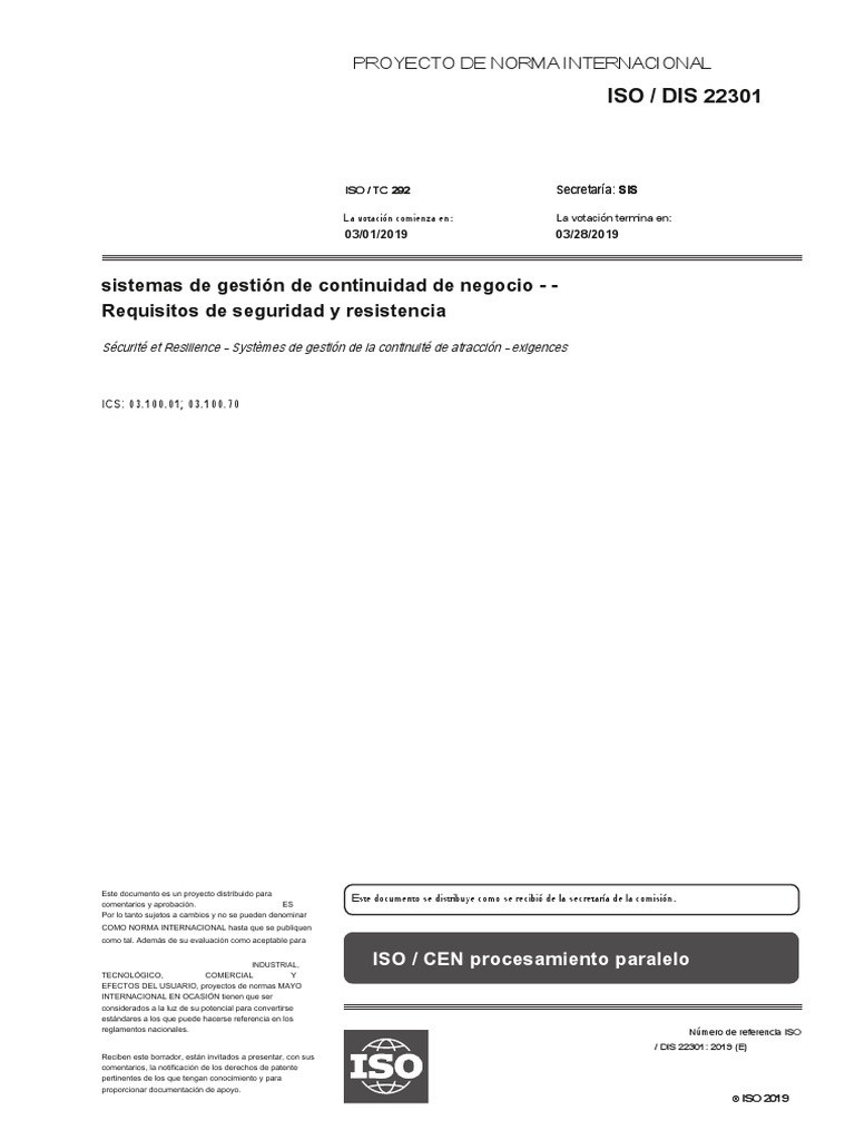 ISO 22301 2019 (E) .En - Es | PDF | Organización internacional para la ...