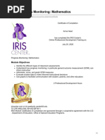 Iris Progress Monitoring Mathematics Certificate