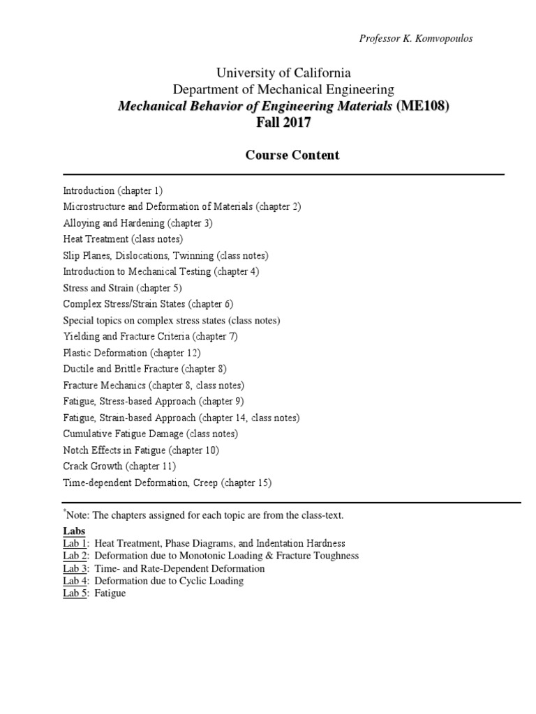 Mechanical Behavior of Engineering Materials | PDF