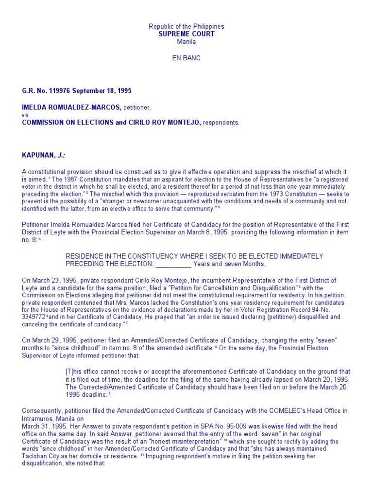 Romualdez marcos vs comelec 248 scra 300 pdf domicile law husband