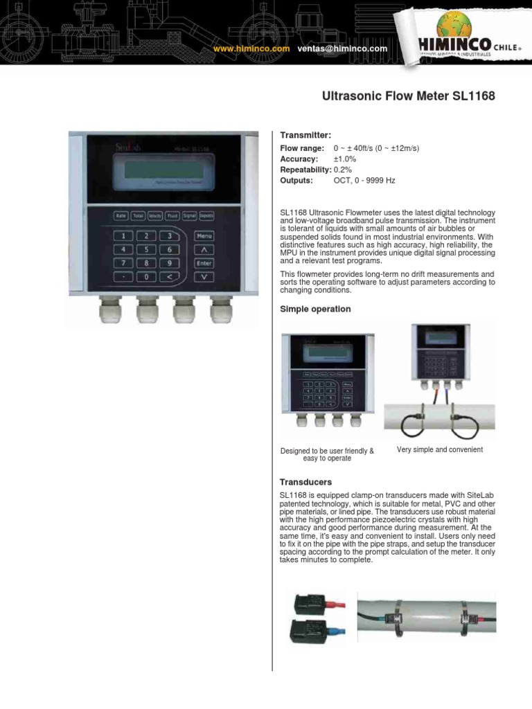 Ultrasonic Flow Meter SL1168: Transmitter | PDF | Flow Measurement ...
