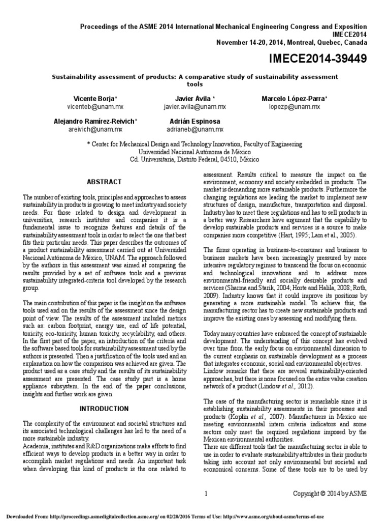 Sustainability Assessment of Products A Comparative Study of ...
