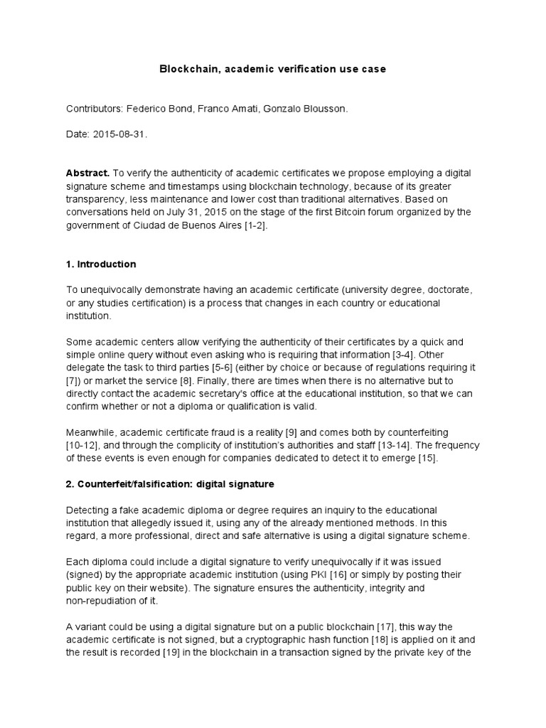 Blockchain for Academic Verification | PDF | Cryptography | Authentication