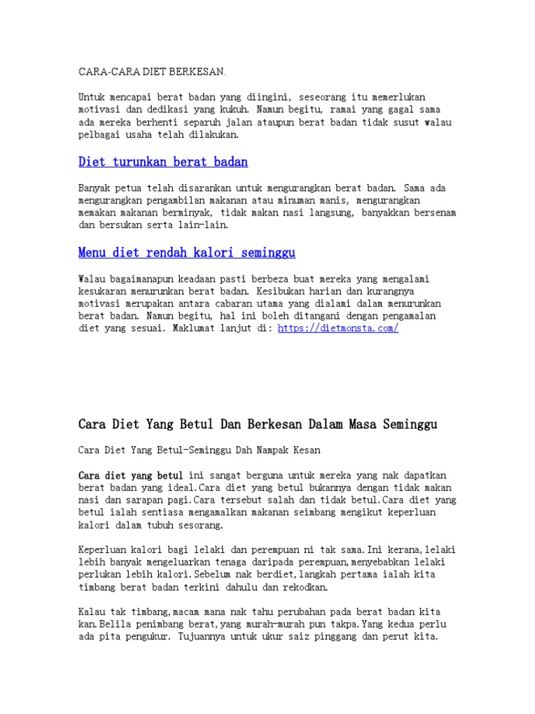 Cara Cara Diet Berkesan Pdf