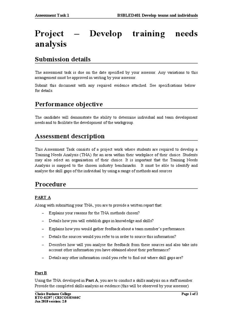Training Needs Analysis Project Guide | PDF | Pedagogy | Applied Psychology