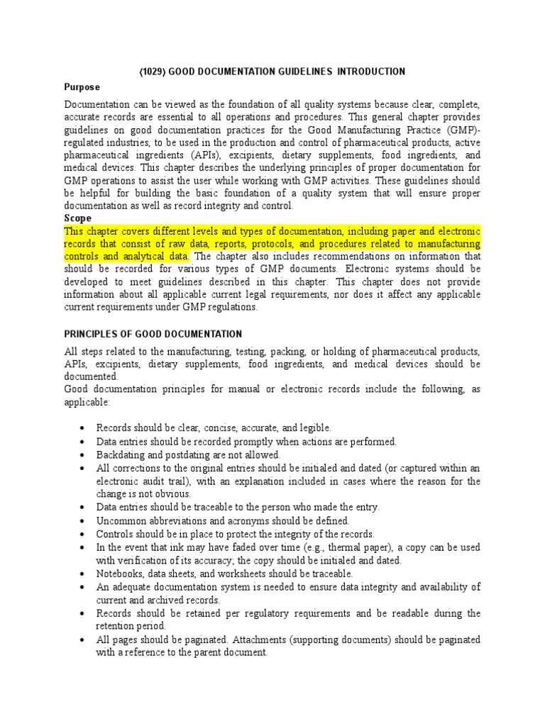 USP Good Documentation Guidelines | PDF | Verification And Validation ...