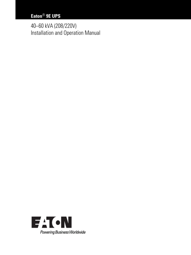 60kva Install and Operation Manual | PDF | Equipment | Manufactured Goods